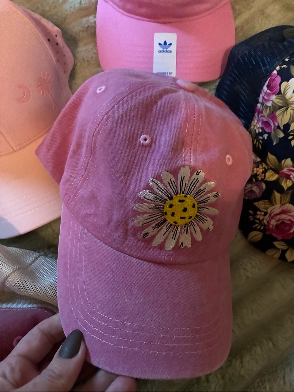adidas Pink Daisy Embroidered Kids Baseball Cap 4 for 20